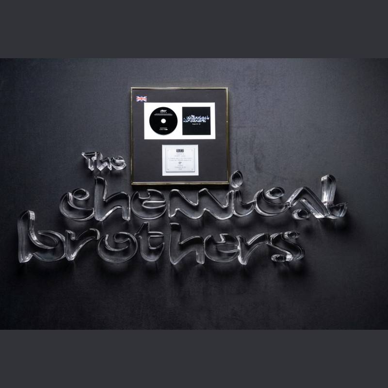 Glass Letters from The Chemical Brothers' Singles 93-03 Album Artwork & Gold Disc