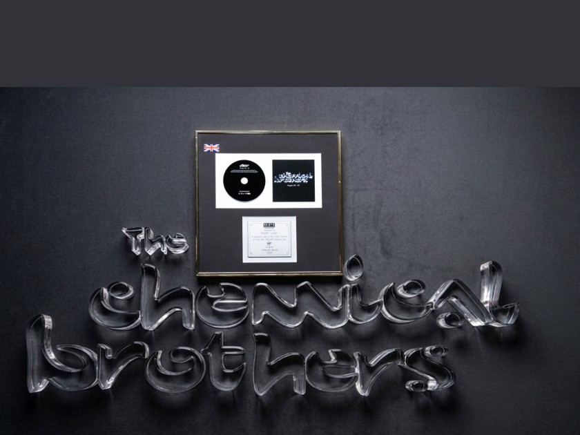Glass Letters from The Chemical Brothers' Singles 93-03 Album Artwork & Gold Disc
